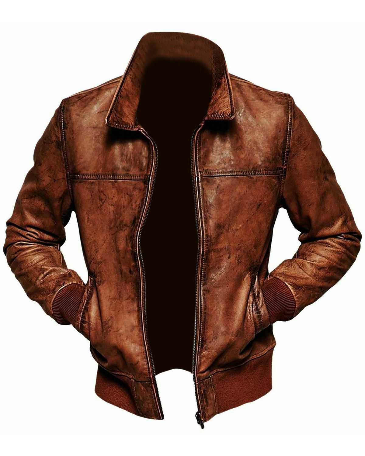 Men's Vintage Distressed Brown Retro Biker Real Leather Jacket