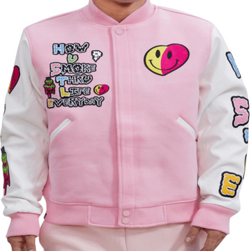 Men’s Cake Pink Hustle & Smoke Varsity Jacket