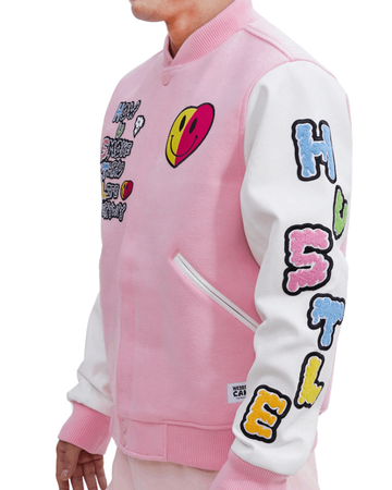 Men’s Cake Pink Hustle & Smoke Varsity Jacket