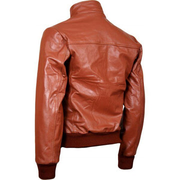 Men’s Brown Elegant Leather Bomber Jacket