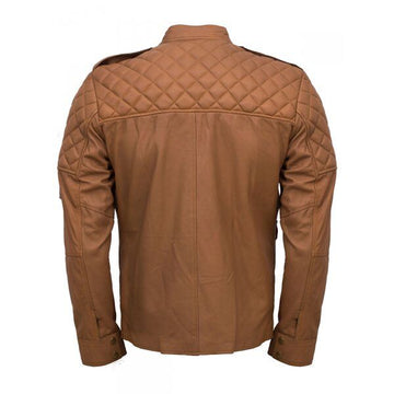 Mens Light Brown Simple Leather Jacket