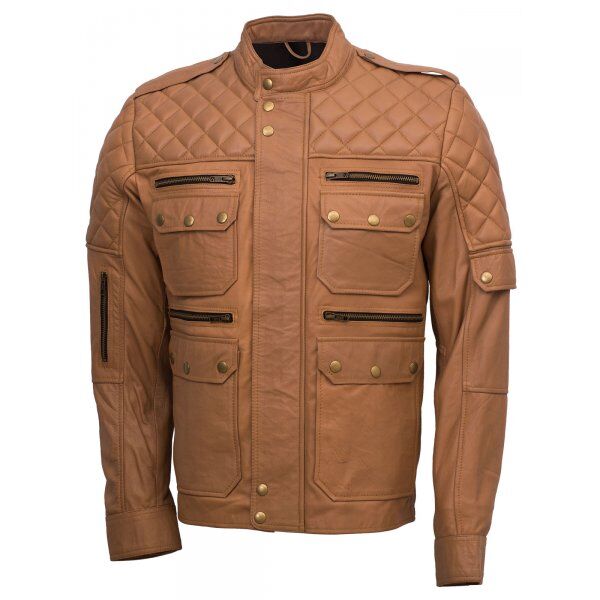 Mens Light Brown Simple Leather Jacket