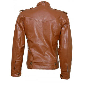 Men’s Tan Brown Designer Biker Leather Jacket