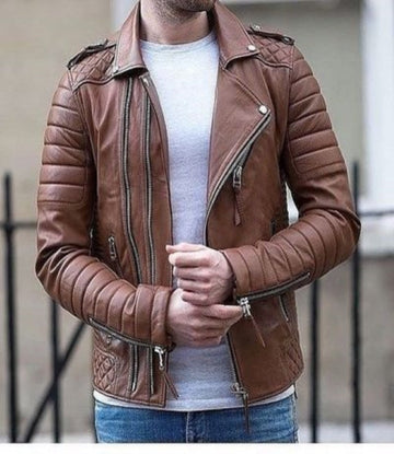 Men’s Luxury Brown Genuine Leather Jacket