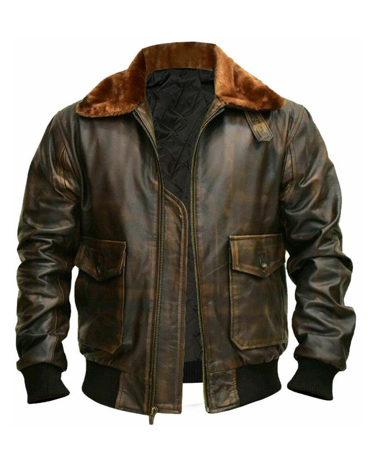 Men's Distressed Brown G1 Aviator A2 Bomber Leather Jacket