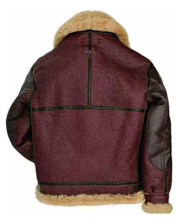 Men's Cockpit Maroon Genuine Sheepskin Leather Jacket