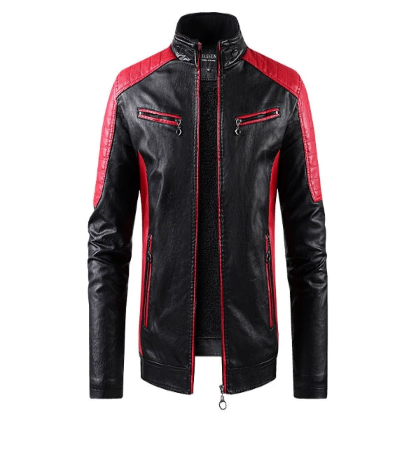 Men’s Black & Red Biker Leather Jacket