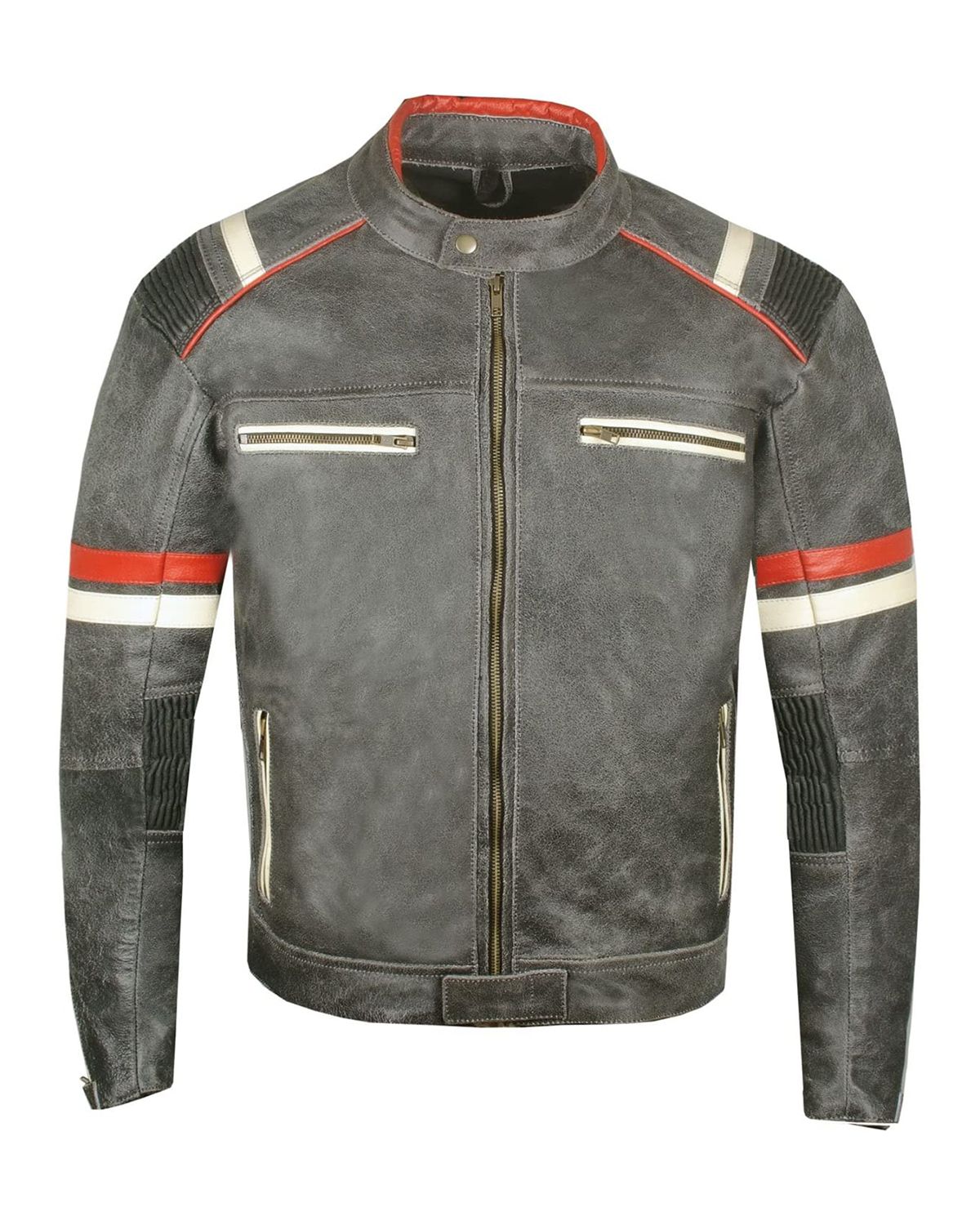 Men's Vintage Cafe Racer Distressed Black Biker Leather Jacket