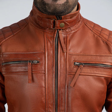 SPEEDSTER BROWN LEATHER BIKER JACKET | Hot Leather Jacket