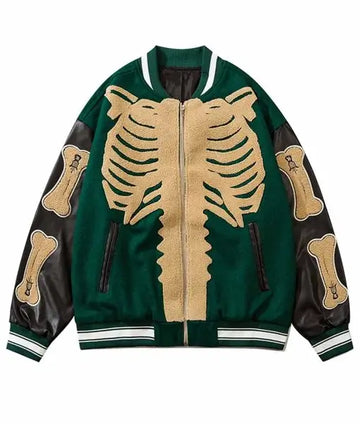 Skeleton Bones Harajuku leather Jacket